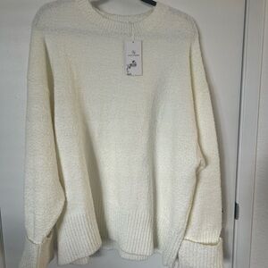 Lillusory White Textured oversized Sweater